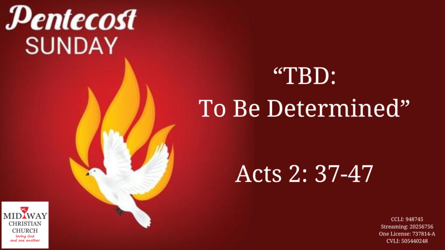 Pentecost sermon: "TBD: To Be Determined" Acts 2: 37-47Philippians 4: 1-7